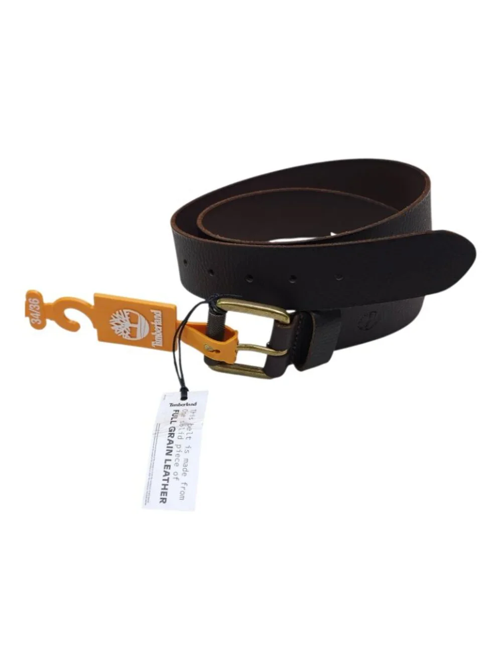 Timberland Mens Full Grain Leather Belt XL 42/44 Brown Brass Buckle 1 1/2